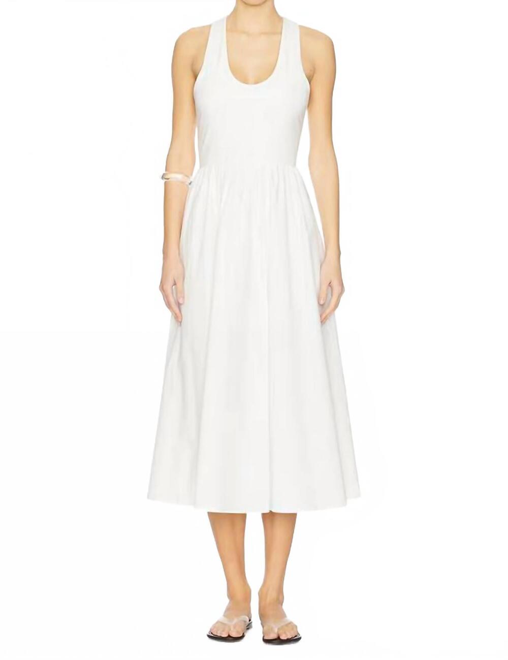 NEW ELODIE THE LABEL audrey midi dress in white